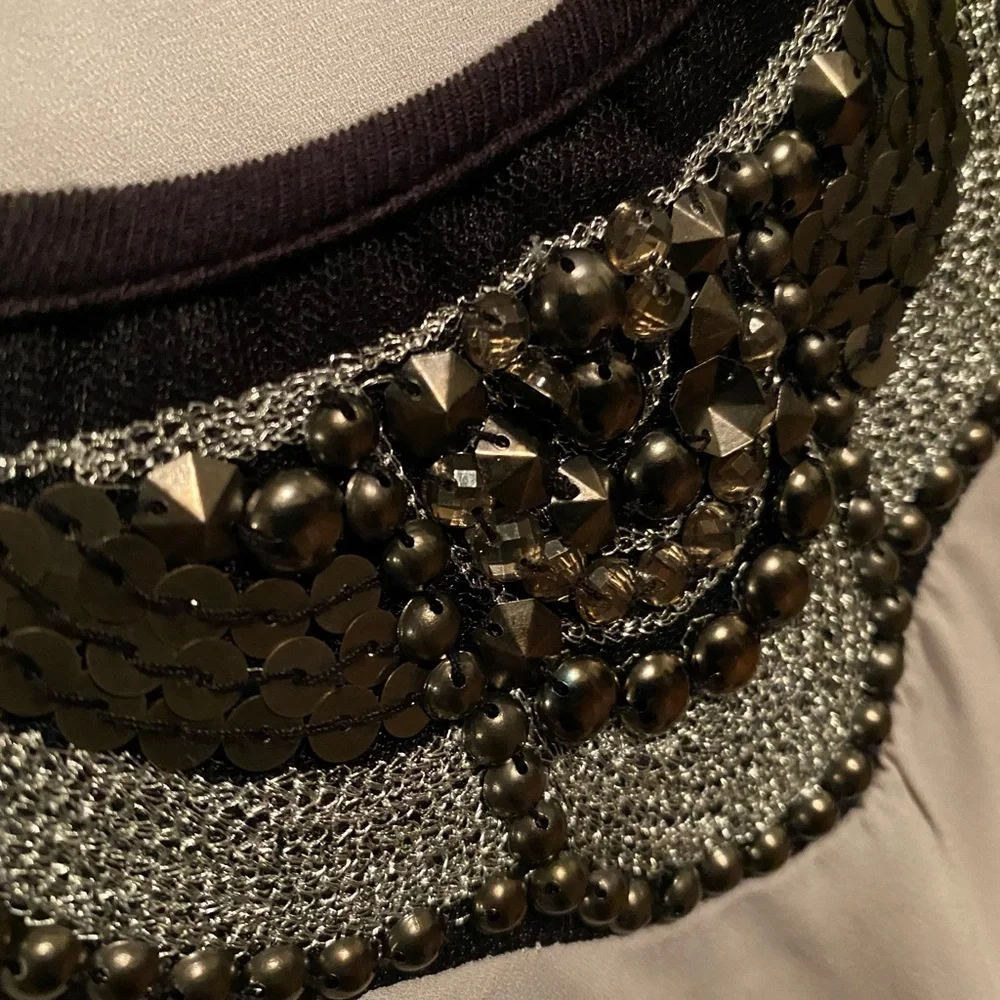 Studio Y long sleeve silky dress shirt with embellishments. - Picture 6 of 9